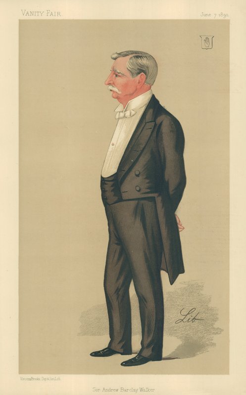 Sir Andrew Barclay Walker, 7 juni 1890, Vanity Fair cartoon door Liborio Prosperi