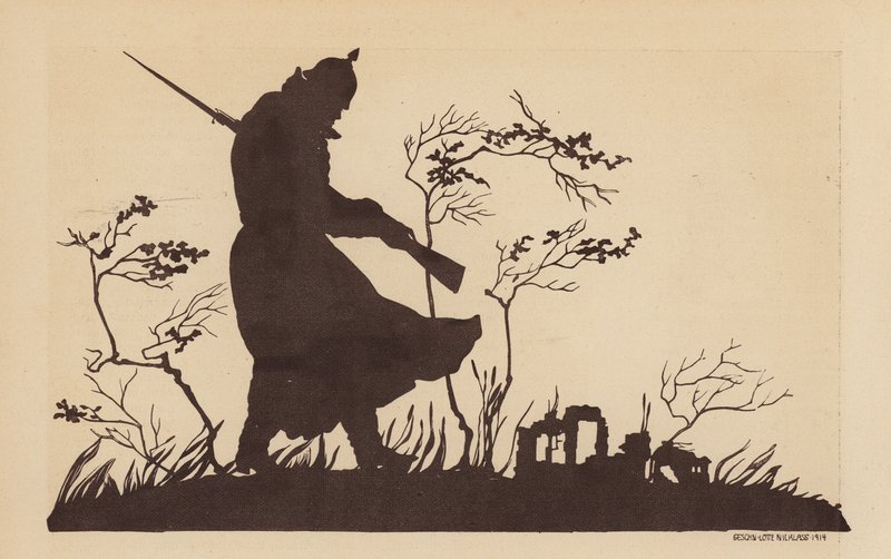 Silhouet van een Duitse soldaat, Eerste Wereldoorlog door Lotte Nicklass