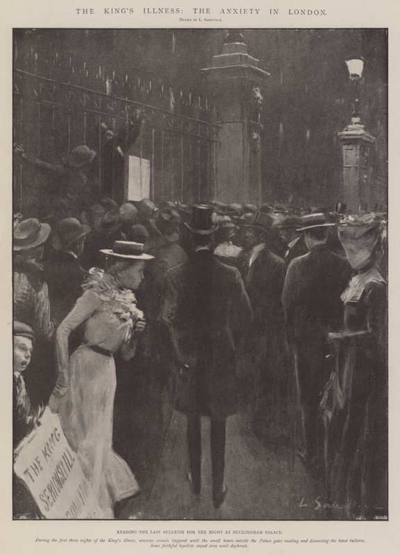 De Ziekte van de Koning, de Bezorgdheid in Londen door Louis Remy Sabattier