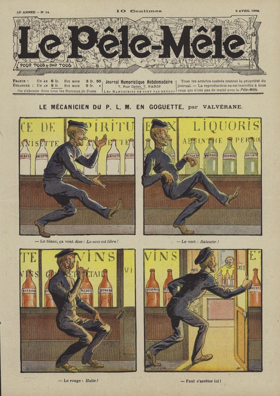 De machinist van de P.L.M. in de war. Illustratie voor Le Pele-Mele, 1906 door Louis Denis Valverane