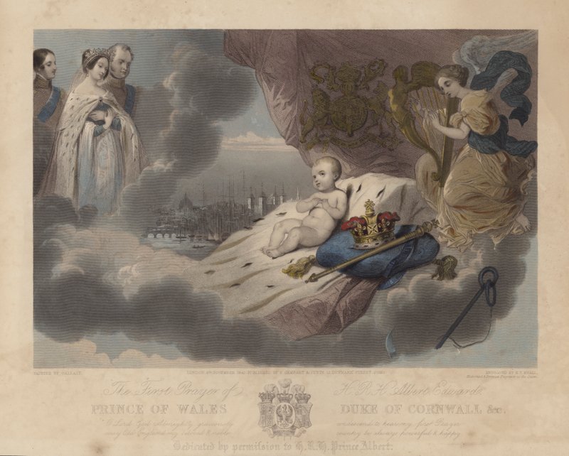 Het eerste gebed van de Prins van Wales, Prins Albert Edward, de toekomstige koning Edward VII, 1842 door Louis Gallait