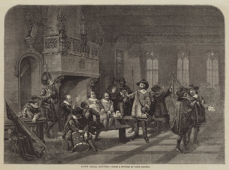 Stadhuis, Brugge door Louis Haghe