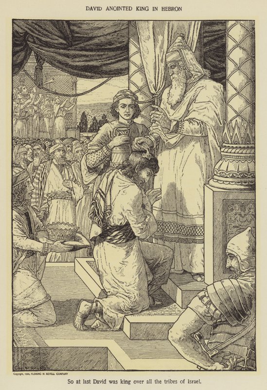 David gezalfd tot koning in Hebron door Louis John Rhead