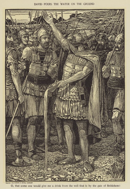 David giet het water op de grond door Louis John Rhead