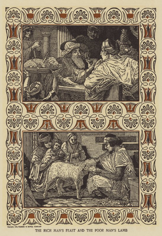 Het feest van de rijke man en het lam van de arme man door Louis John Rhead
