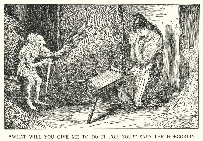"Wat geef je me om het voor je te doen?" zei de kabouter (litho) door Louis John Rhead