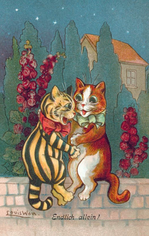 Humoristische kattenkaart door Louis Wain
