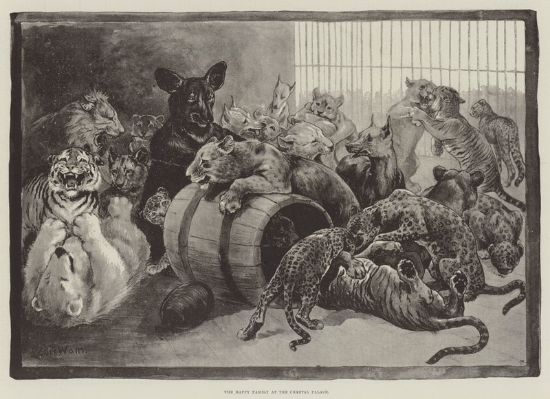 De Gelukkige Familie in het Crystal Palace door Louis Wain