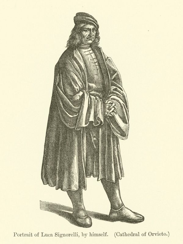 Zelfportret van de Italiaanse schilder Luca Signorelli (gravure) door Luca Signorelli