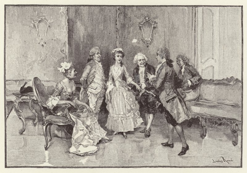 Illustratie voor The School for Scandal door Lucius Rossi
