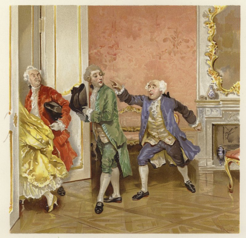 Illustratie voor The School for Scandal door Lucius Rossi