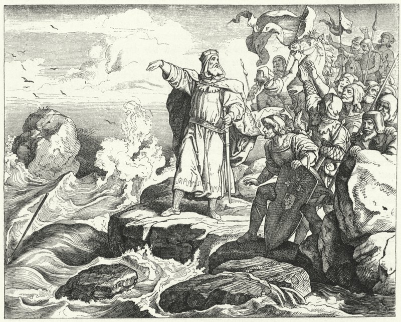 Otto I van Duitsland aan de oevers van de Noordzee door Ludwig Adrian Richter