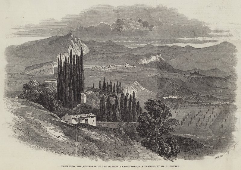 Pastrengo, het Belvedere van de Familie Marinelli door Ludwig Gruner