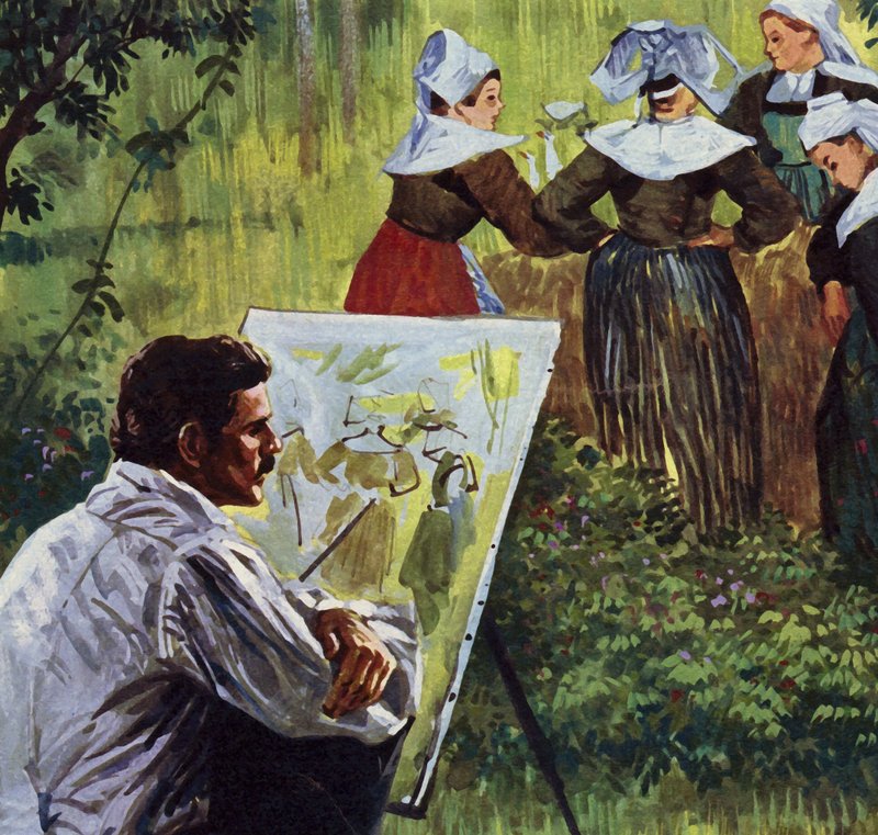 Cezanne inspireerde hem om kleurrijke Bretonse landschappen te schilderen (kleurenlitho) door Luis Arcas Brauner