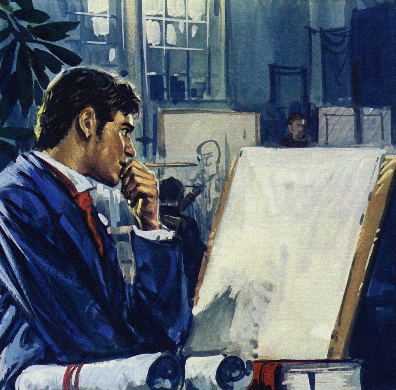 Manet kreeg een keuze van zijn vader: de ambtenarij of de marine (kleurenlitho) door Luis Arcas Brauner