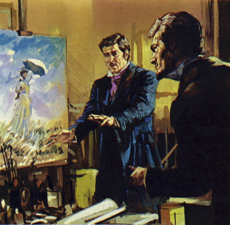 Renoir werkte samen met zijn vriend Monet en ontwikkelde een schilderstijl die bekend staat als het impressionisme (kleurenlitho). door Luis Arcas Brauner