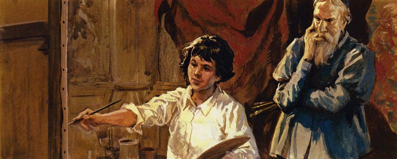 Toen Titiaan het talent van zijn nieuwe leerling zag, was hij vastbesloten om van hem af te komen (kleurenlitho) door Luis Arcas Brauner