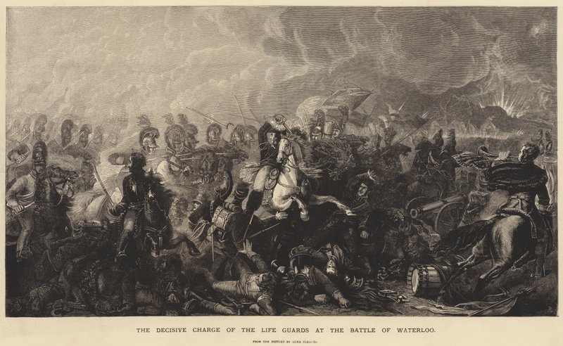 De Beslissende Aanval van de Life Guards in de Slag bij Waterloo door Luke Clennell
