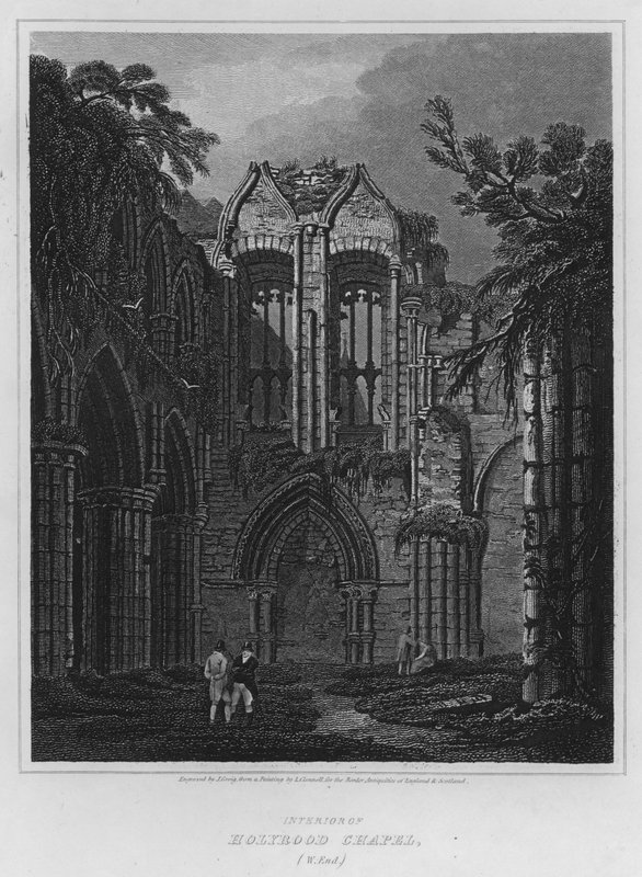 Interieur van Holyrood Kapel, West End door Luke (after) Clennell