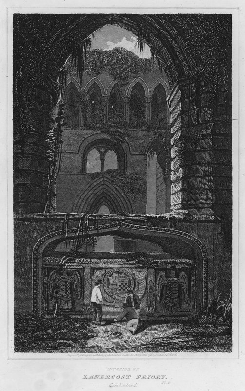 Interieur van Lanercost Priory, Cumberland (gravure) door Luke (after) Clennell