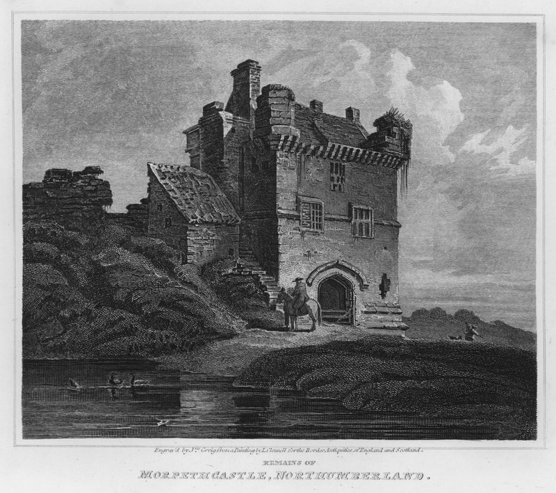 Resten van Morpeth Kasteel, Northumberland door Luke (after) Clennell