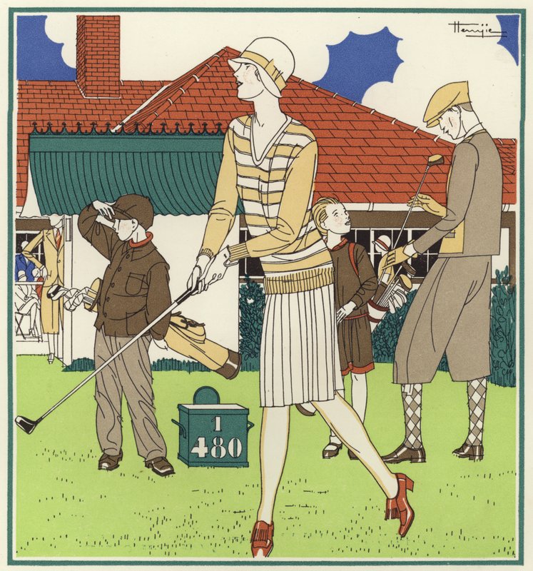 De eerste tee, tegenover het Clubhuis in Le Touquet door Marcel Jacques Hemjik