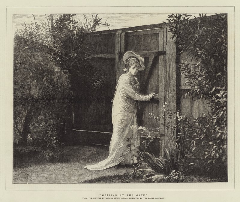 Wachten bij de Poort door Marcus Stone