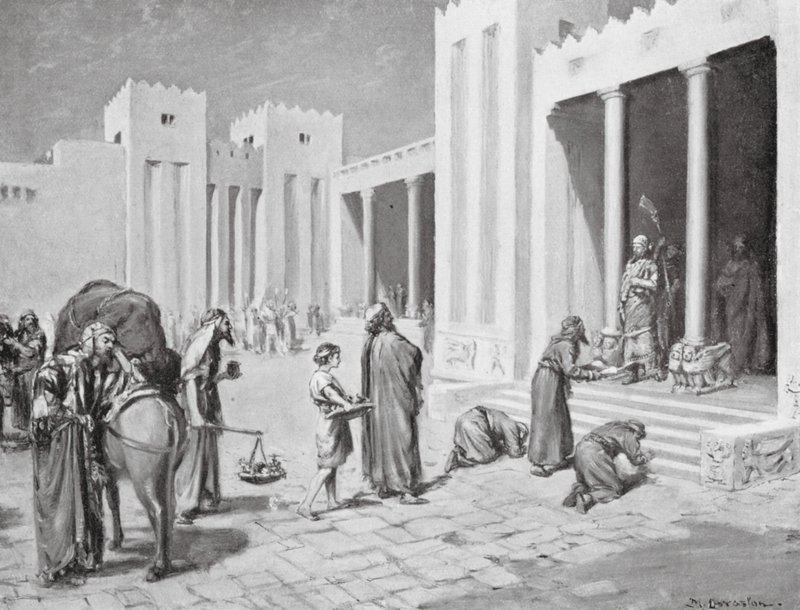 Een Hettitische prins in Syrië (litho) door Margaret (after) Dovaston