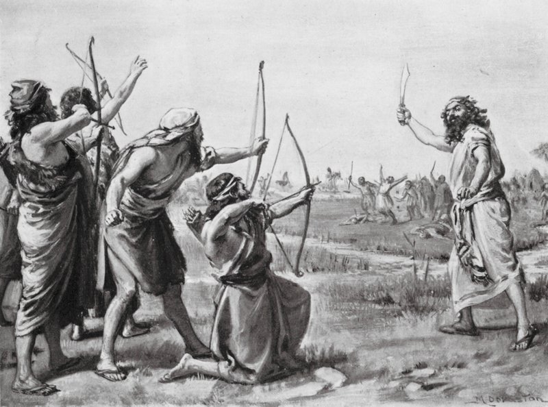 Een invasie van Semitische nomaden (litho) door Margaret (after) Dovaston