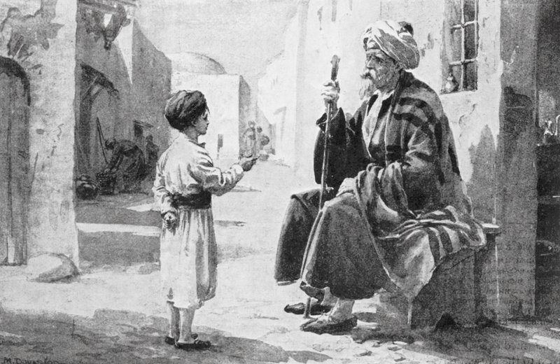 Firdausi hoort zijn eigen verzen herhaald aan hem (litho) door Margaret (after) Dovaston