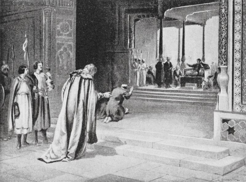 Geoffrey de Langley met Bar Sauma voor Arghun Khan door Margaret (after) Dovaston