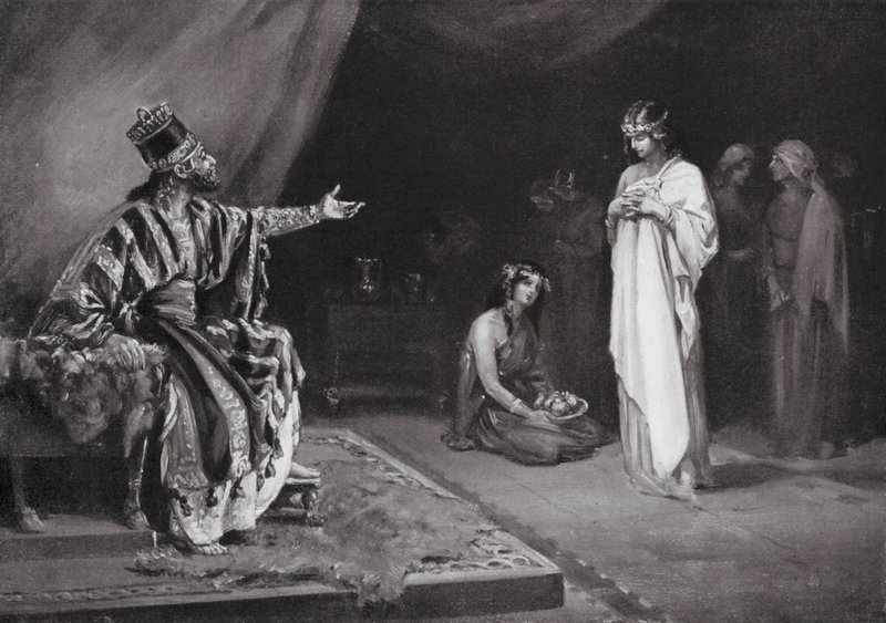 Huwelijk van een Assyrische prinses met Kara-indash, koning van Babylon (litho) door Margaret (after) Dovaston