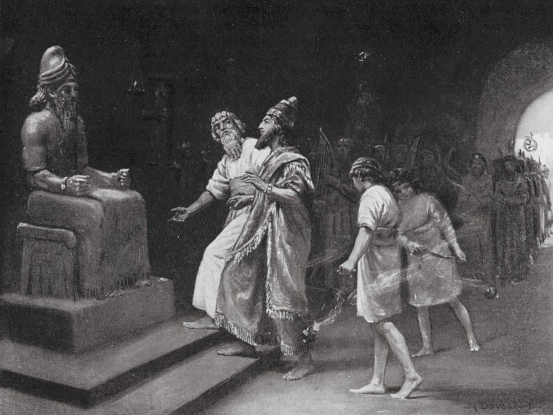 Tukulti-Ninib I in de Tempel van Marduk (litho) door Margaret (after) Dovaston