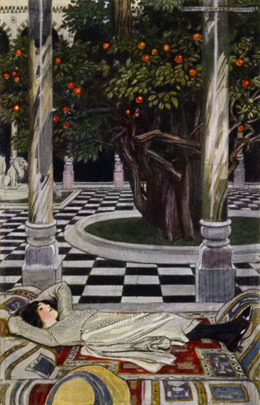 Bezoek aan Bagdad: In de Voorhof door Maurice (after) Greiffenhagen