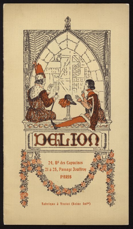 Omslagillustratie voor hoedencatalogus uitgegeven door Delion, Parijs, in 1908 door Maurice Berty