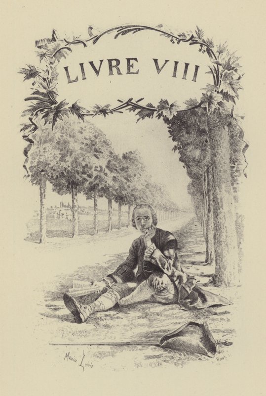Illustratie voor Boek VIII van Les Confessions de Jean-Jacques Rousseau (gravure) door Maurice Leloir