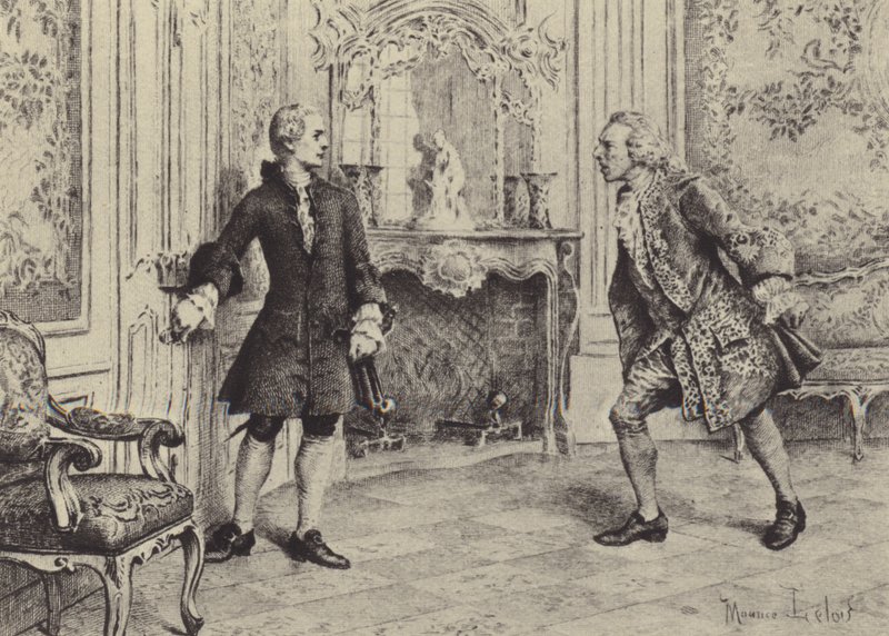 Illustratie voor Boek VII van Les Confessions de Jean-Jacques Rousseau door Maurice Leloir