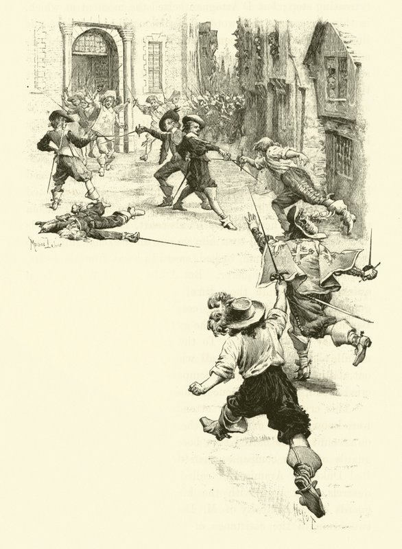 Illustratie voor De Drie Musketiers door Maurice Leloir