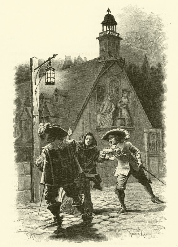 Illustratie voor De Drie Musketiers door Maurice Leloir