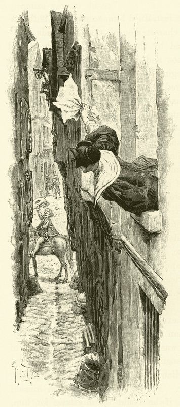 Illustratie voor De Drie Musketiers door Maurice Leloir