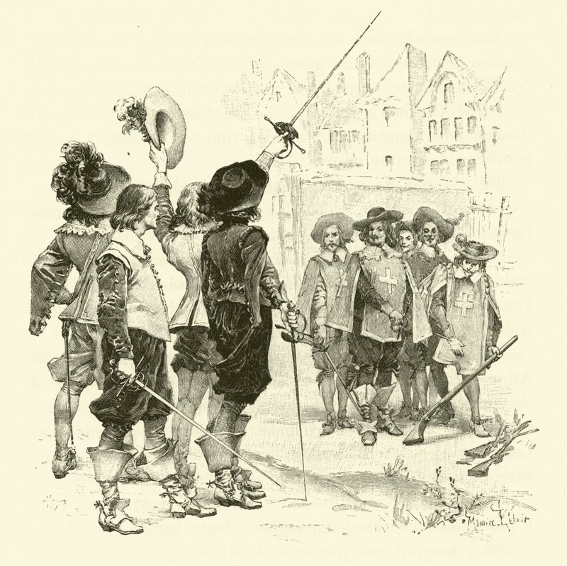 Illustratie voor De Drie Musketiers door Maurice Leloir