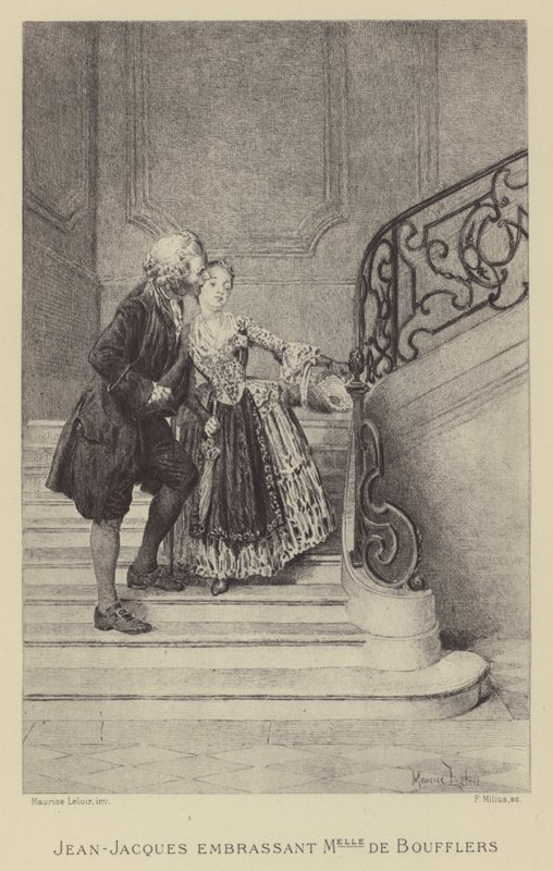 Jean-Jacques Rousseau kust Madame de Boufflers (gravure) door Maurice Leloir