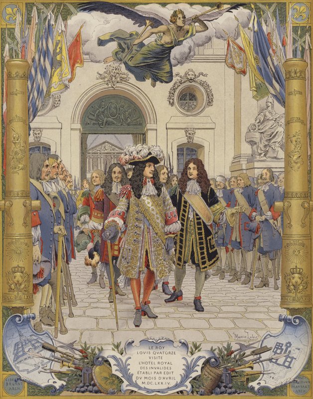 Koning Lodewijk XIV en de opening van LHotel Royal Des Invalides door Maurice Leloir