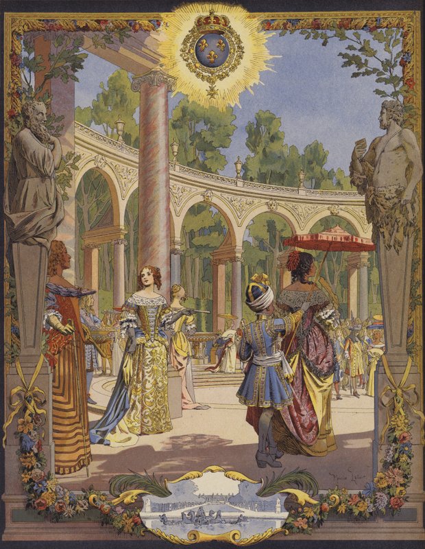 Koning Lodewijk XIV bezoekt de werken in Versailles, Le Bosquet De La Colonnade door Maurice Leloir