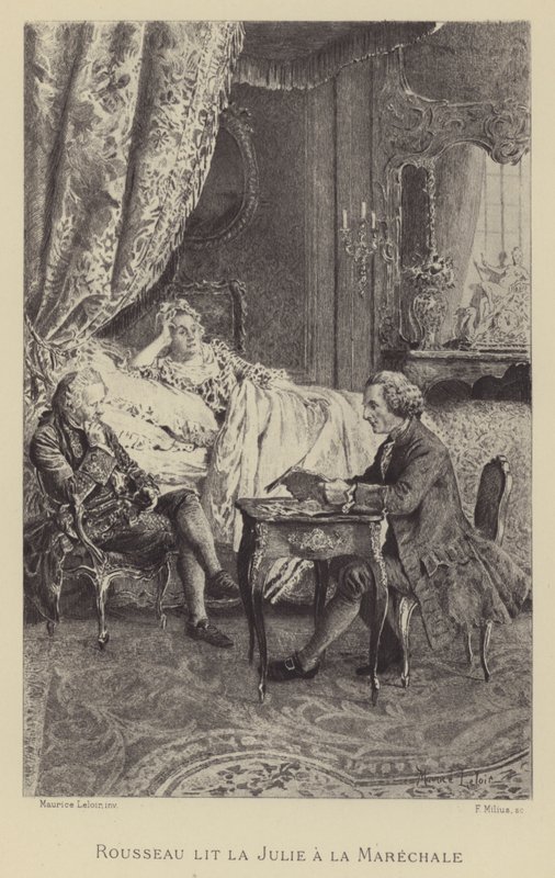 Rousseau leest zijn roman Julie voor aan la Marechale door Maurice Leloir