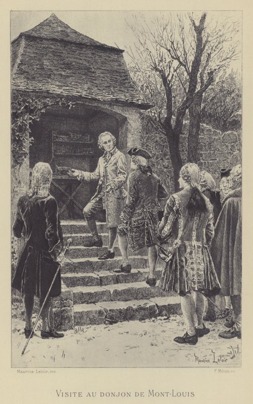 Bezoek aan de burcht van Mont-Louis (gravure) door Maurice Leloir