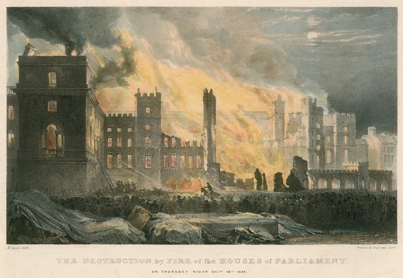 De verwoesting door brand van de Houses of Parliament op donderdagavond, 16 oktober 1834 door Maxim Gauci
