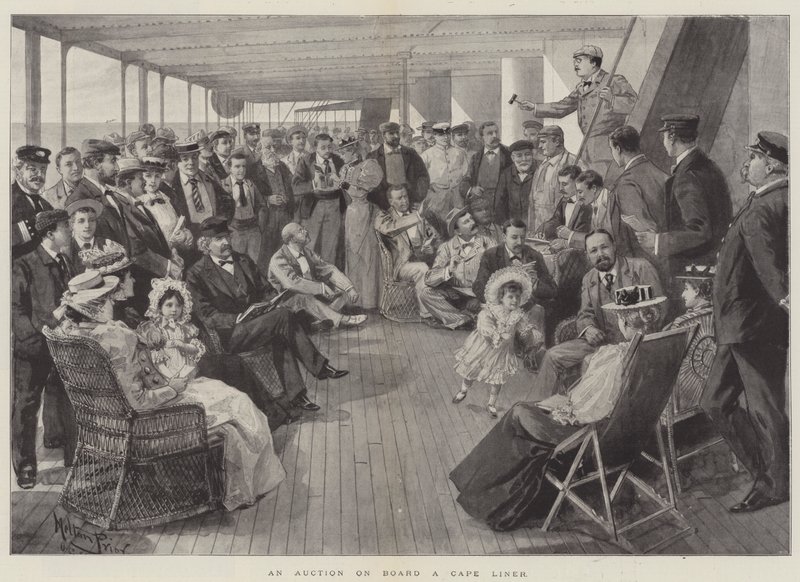 Een veiling aan boord van een Kaap-liner door Melton Prior