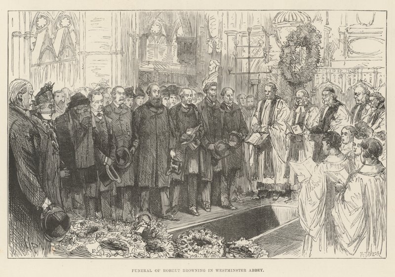 Begrafenis van Robert Browning in Westminster Abbey door Melton Prior