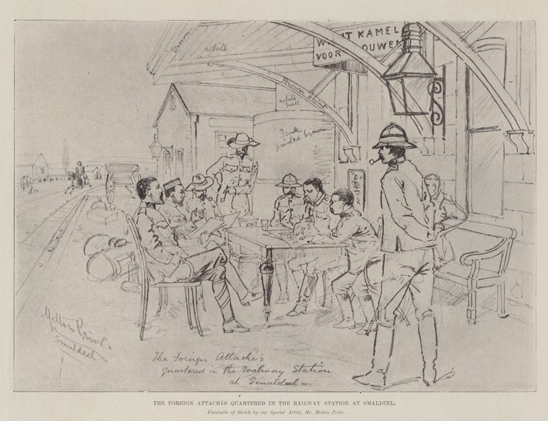 De buitenlandse attachés gehuisvest in het treinstation van Smaldeel door Melton Prior